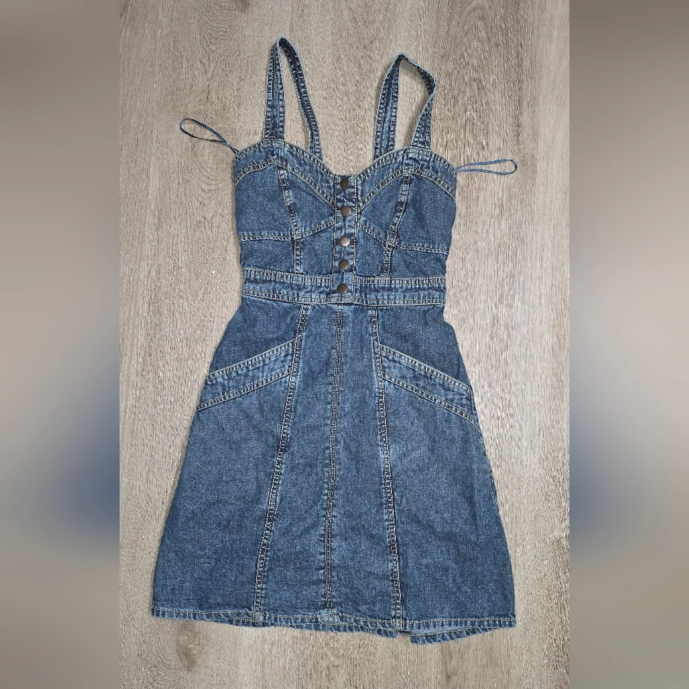 Japra  Blue Denim Button-Front Overall Dress - Picture 4 of 5